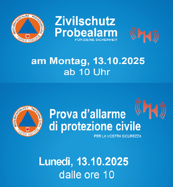 Prova provinciale d’allarme di protezione civile – 13 ottobre 2025